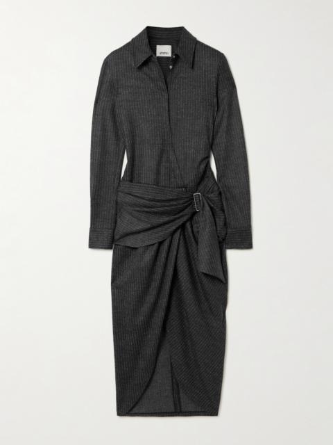 Isabel Marant Rosalie Draped Pinstriped Wool And Cotton-blend Mini Dress