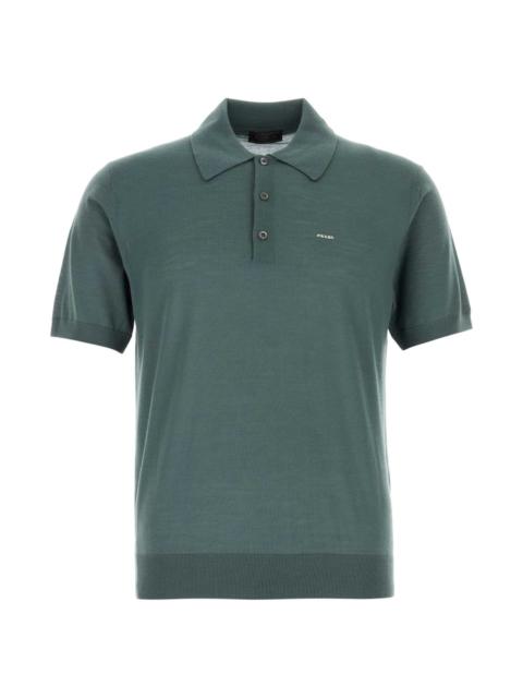 Prada Dark Green Wool Polo Shirt