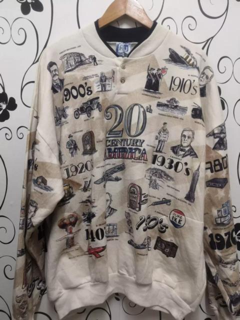 Other Designers Vintage - Vtg 20th Century America History All Over Print Sweatshirt