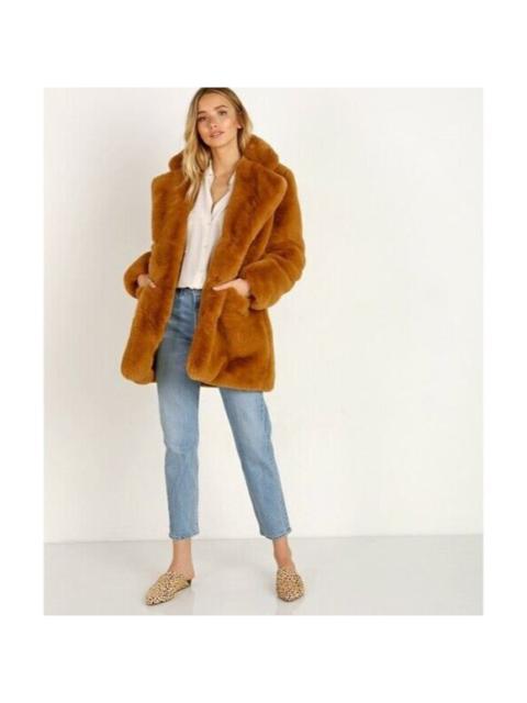 Other Designers Apparis Sophie Chestnut Brown Faux Fur Coat Outerwear Ultra Soft Fur Sz L $295