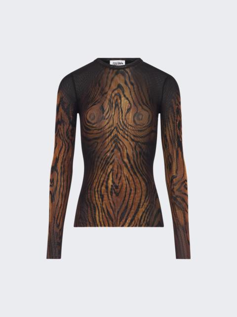 Jean Paul Gaultier Mesh Long Sleeve Top Brown