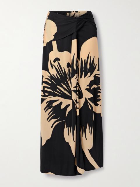 Johanna Ortiz Luminosity Draped Floral-print Stretch-jersey Maxi Skirt