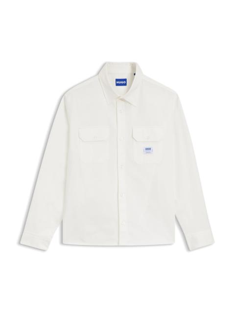 HUGO LOGO-LABEL SHIRT IN COTTON TWILL