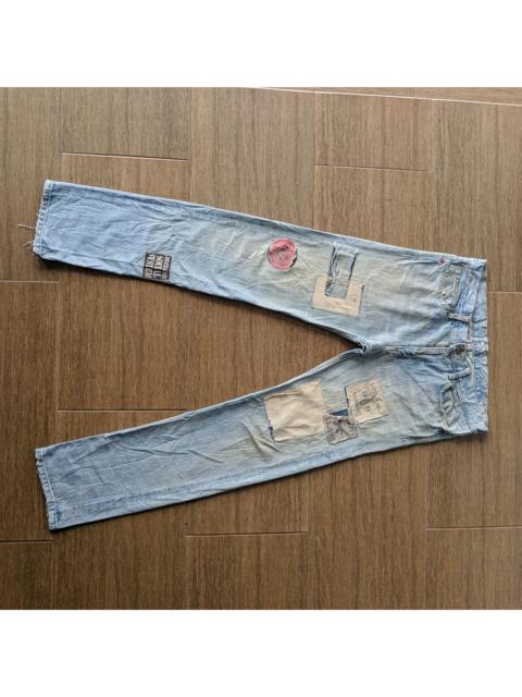 Other Designers Vintage - Vtg AntiClock Patchwork Lightwash Denim Distressed Jean Pans
