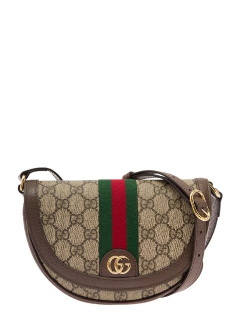 GUCCI Gucci Women 'Ophidia' Mini Beige And Ebony Crossbody Bag With Web Detail In Gg Supreme Canvas Woman