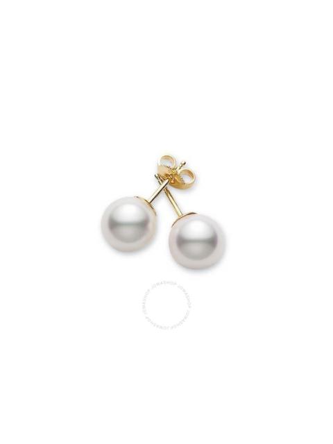 MIKIMOTO Mikimoto Akoya Pearl Stud Earrings with 18K Yellow Gold 8-8.5mm A Grade