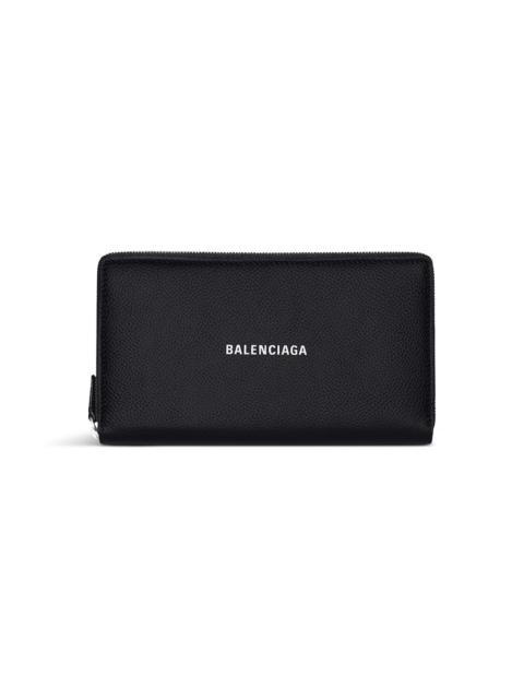 BALENCIAGA Men's Cash Continental Wallet in Black/white