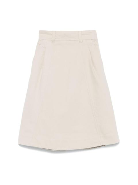 twill-weave midi skirt