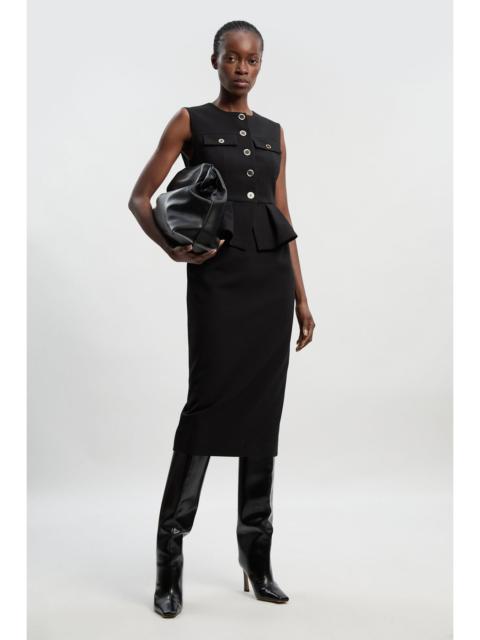 KAREN MILLEN Compact Stretch Peplum Tailored Midi Dress