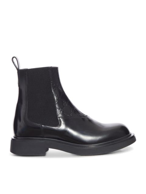GUCCI Gucci Men Leather Ankle Boot With Single "Gg" Grain