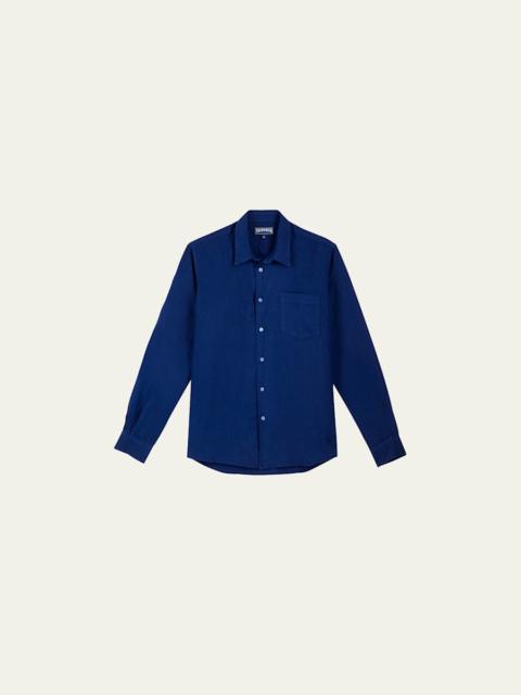 Vilebrequin Men's Caroubis Solid Linen Sport Shirt