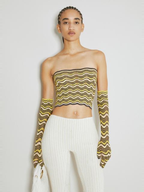 ISA BOULDER Wave Knit Bandeau Top With Glove Set