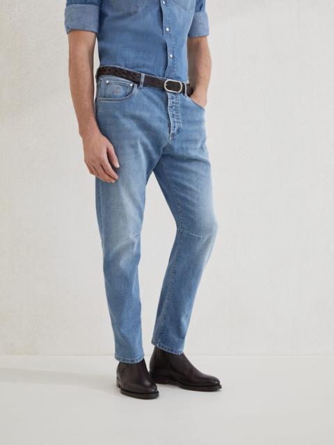 Brunello Cucinelli Comfort cotton denim leisure fit five-pocket trousers