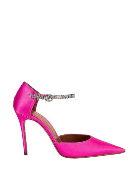 Amina Muaddi Ursina Pink Satin Pumps