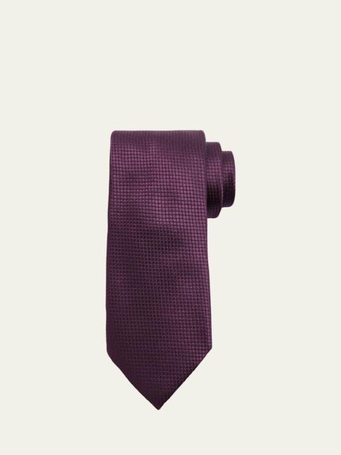 ZEGNA Men's Micro-Geometric Jacquard Silk Tie