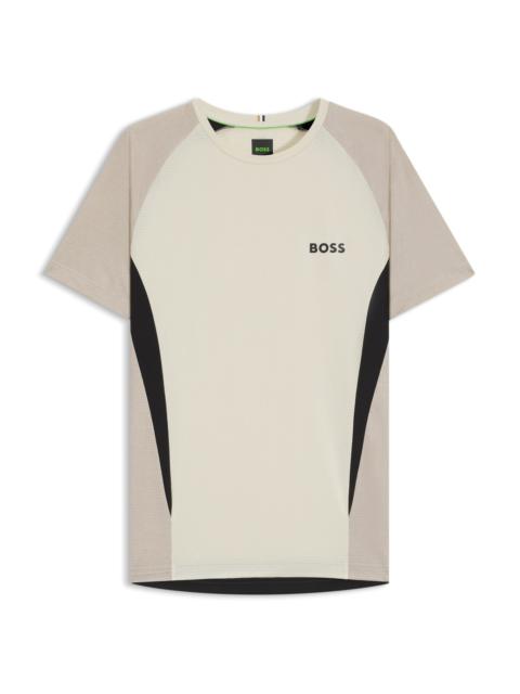 BOSS SLIM-FIT T-SHIRT IN MESH JERSEY WITH CONTRAST INSERTS