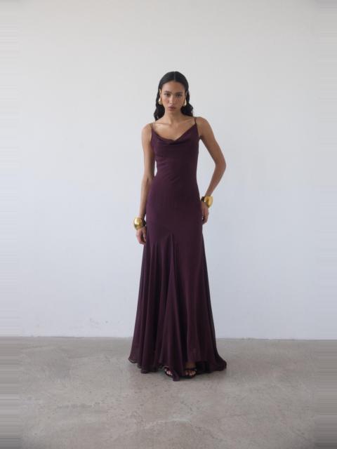 De La Vali ATTICA MAXI DRESS IN EARTH SILK CHIFFON