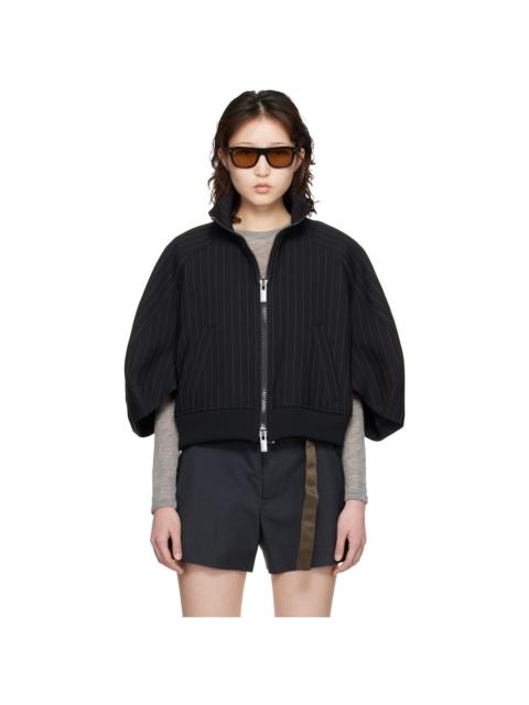 sacai Black Matelasse Twill Bomber Jacket