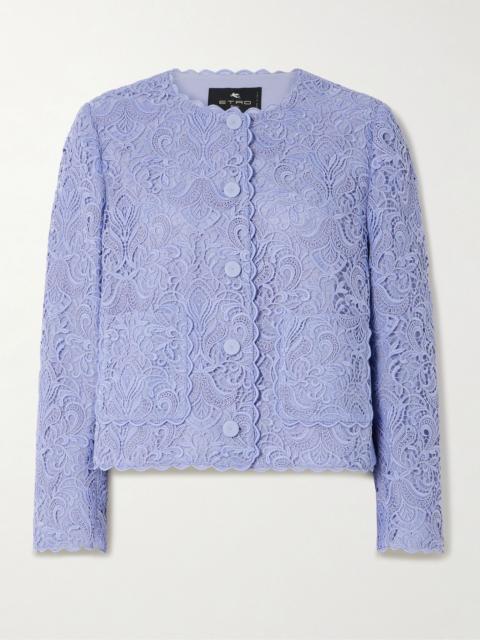 Etro Scalloped corded lace jacket Blue
