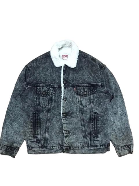 Levi's Vintage 80s Levis Black Denim Sherpa Jacket Acid Wash