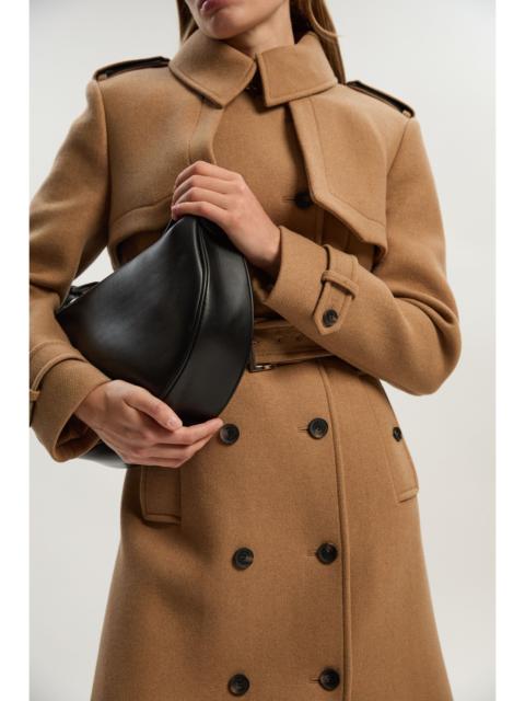 KAREN MILLEN Wool Pu Mix Tailored Belted Trench Maxi Coat