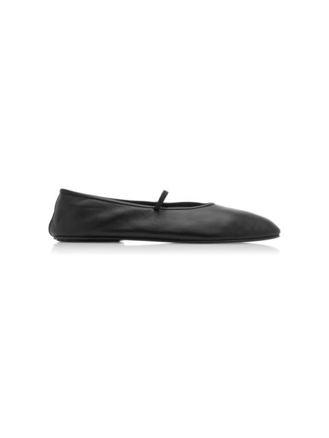 The Row Leather Ballet Flats black