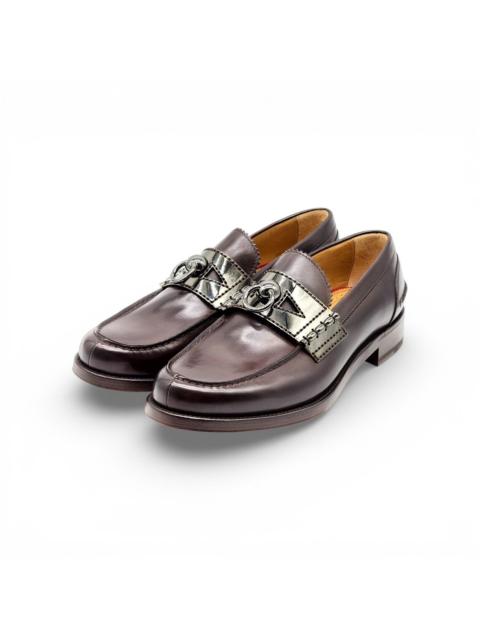 Christian Louboutin Leather Loafers metal ornament Brown EU 41.5 US 8.5 NWB
