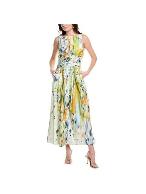 Oscar de la Renta Oscar de la Renta Halter Abstract Maxi Shirtdress