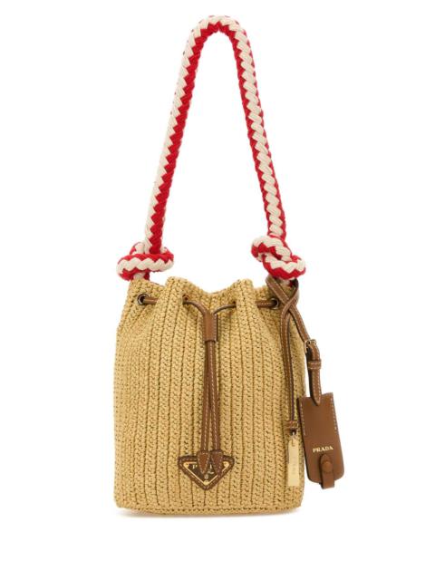 Prada Women Beige Crochet Mini Bucket Bag