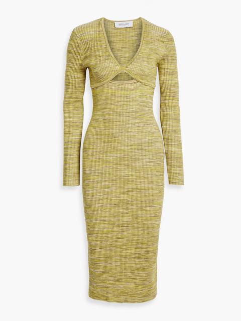 DEREK LAM 10 CROSBY Geovana cutout marled ribbed-knit midi dress