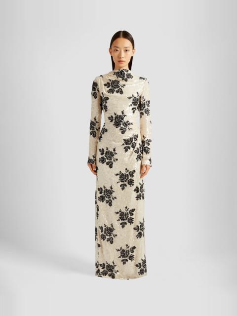 Erdem LONG SLEEVE DRAPED EVENING GOWN