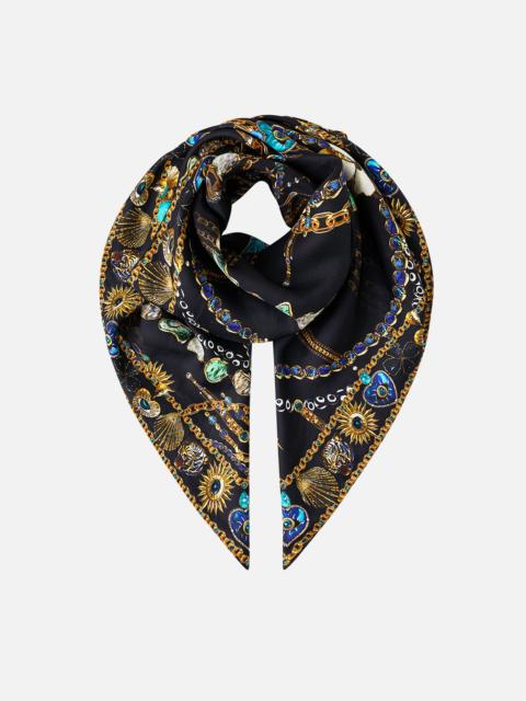 CAMILLA LARGE CRYSTALLED SILK SQUARE SCARF