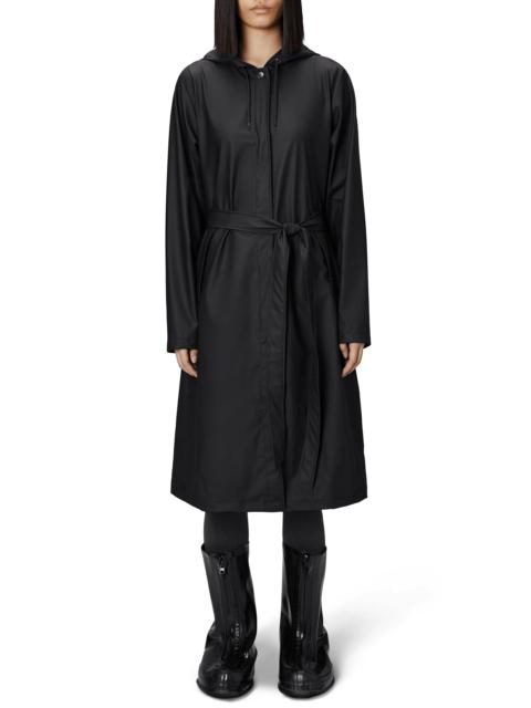 RAINS Rains Waterproof A-Line Long Raincoat in 01 Black at Nordstrom