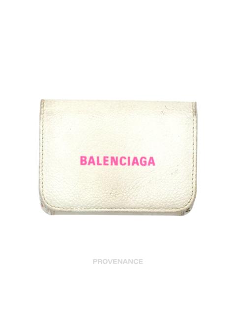 BALENCIAGA Balenciaga Logo Trifold Wallet - White Leather Pink