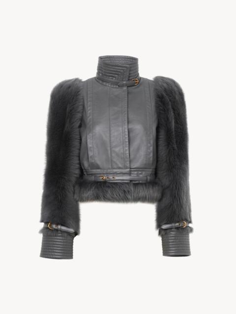 Chloé HIGH-NECK HYBRID JACKET IN LEATHER