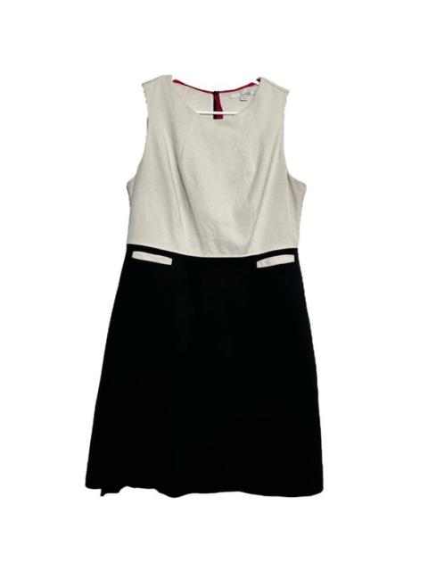 Other Designers Boden Colorblock Dress A Line Cotton Round Neck Pleated Pockets White Black 10R