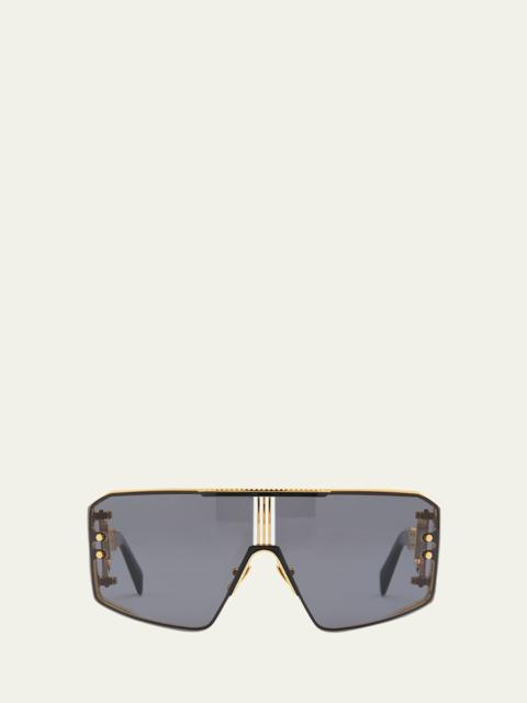 Balmain Le Masque Black Titanium & Acetate Shield Sunglasses