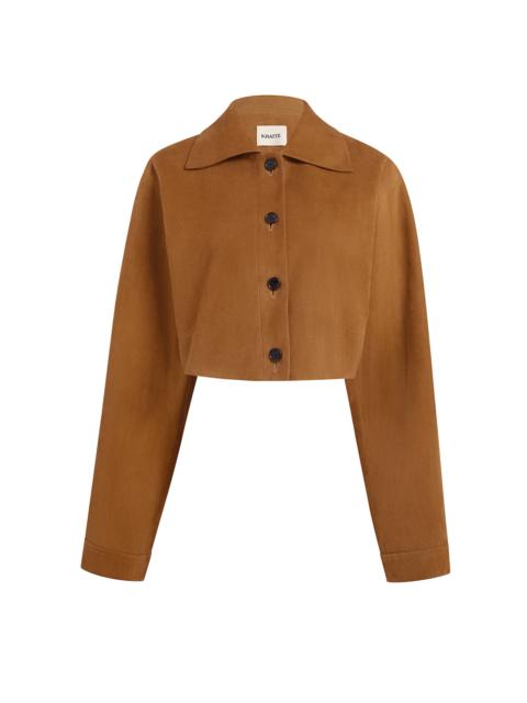 KHAITE Sue Cropped Suede Jacket brown