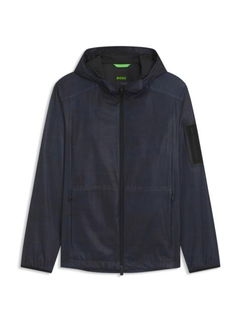 BOSS HOODED PARKA JACKET WITH ALL-OVER PRINT