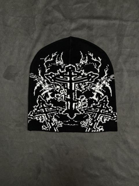 Other Designers Japanese Brand - Rare Y2k Gothic Cross Pattern No Cuff Knit Skull Cap Beanie