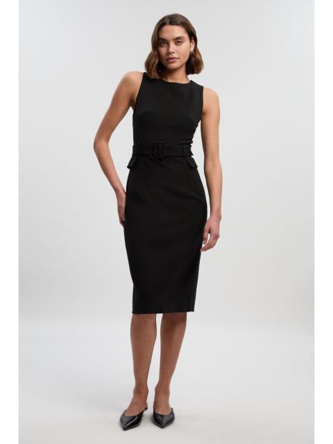 KAREN MILLEN Compact Essenital Belted Midi Pencil Dress