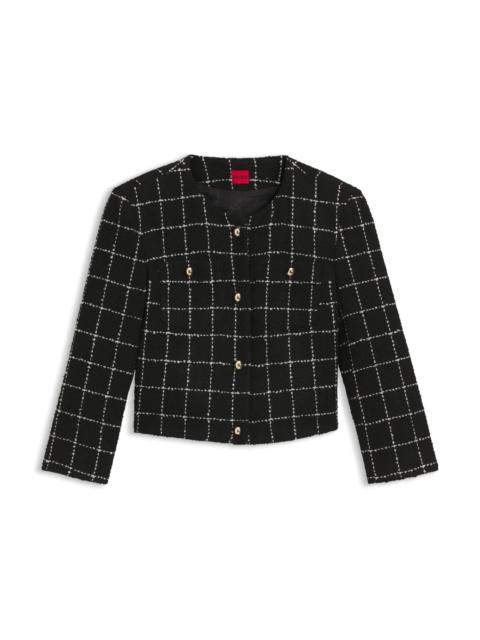 HUGO REGULAR-FIT BLAZER IN CHECKED BOUCLÉ