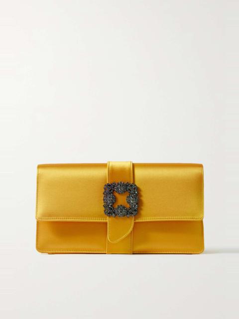 Capri crystal-embellished satin clutch