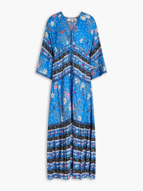 DIANE VON FURSTENBERG Boris crochet-trimmed floral-print woven maxi dress