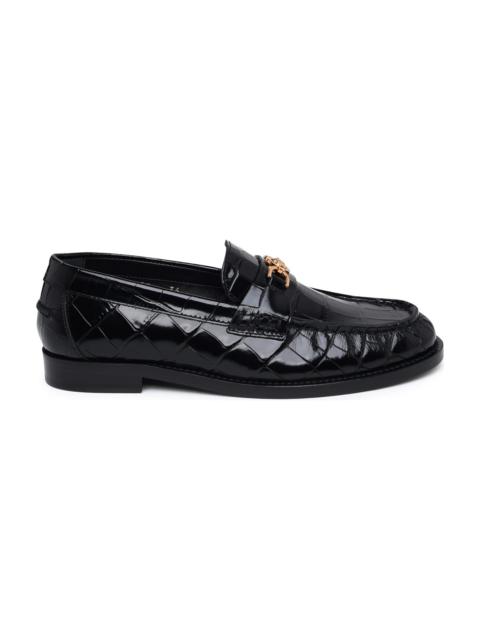 VERSACE Black Leather Loafers