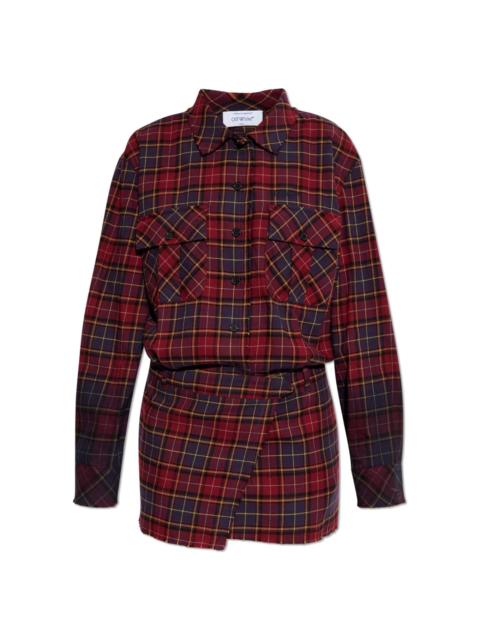 Off-White Off-white Plaid Button-up Dress