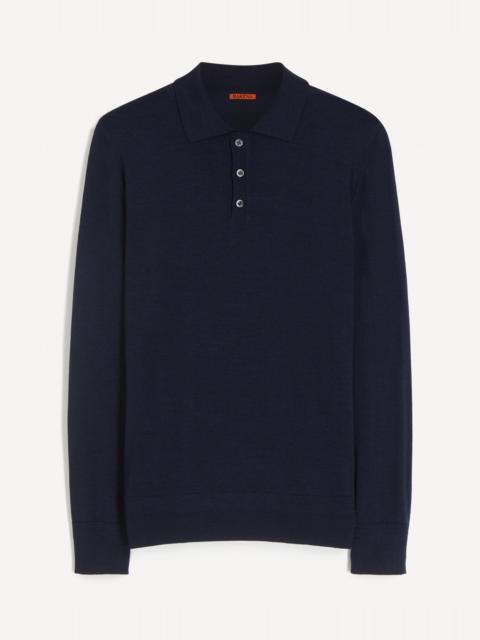 BARENA Navy Pevaron Merino Wool Polo