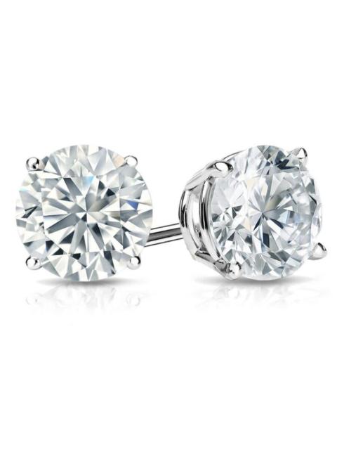 Other Designers Brilliant Diamond 3/4 Carat Round Lab Grown Diamond Stud Earrings in 14K White Gold, Push Back, F Co