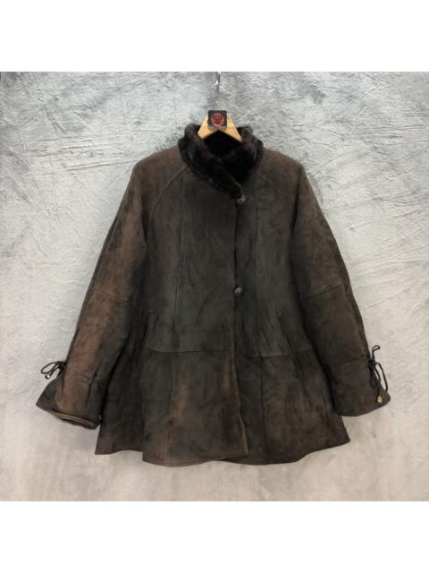 Other Designers Genuine Leather - MARIO FEREEZ FUR SHEEPSKIN SUEDE LEATHER COAT #6696-80