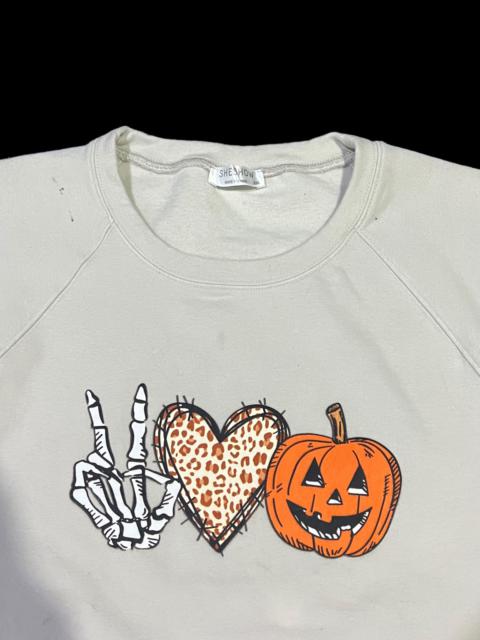 Other Designers Archival Clothing - SWEATSHIRT OVERSIZED HALLOWEEN COSTUME LOVE PEACE SKELETON
